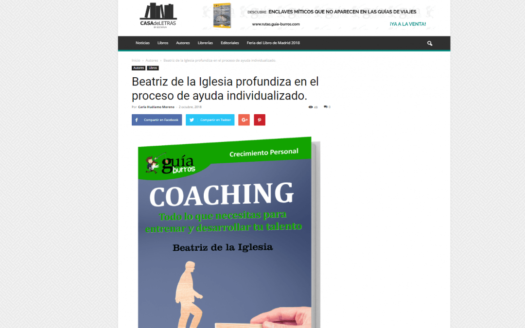 Beatriz de la Iglesia y su GuíaBurros: Coaching, recomendado en Casa de Letras